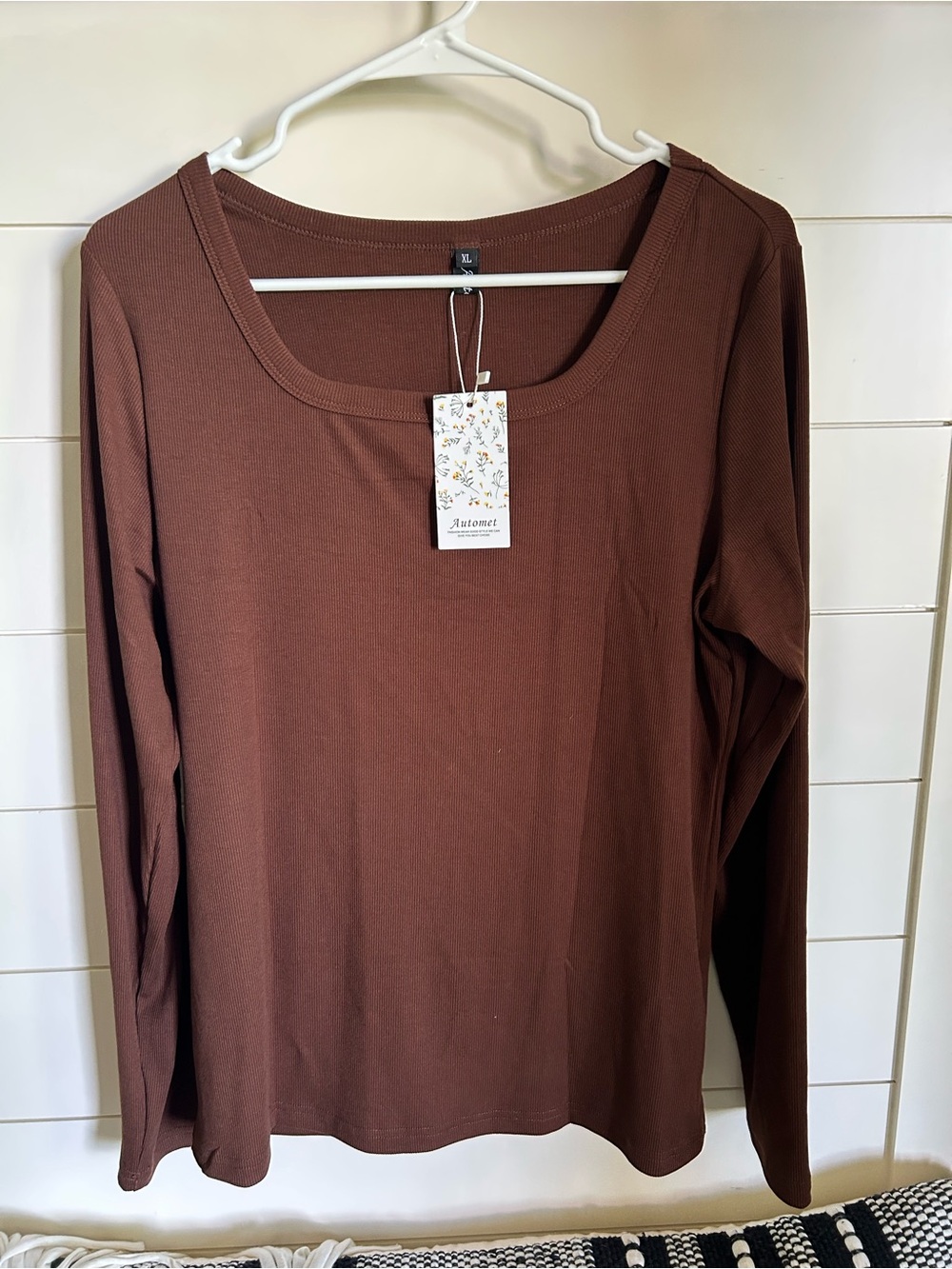 Amazon Women's Brown Long Sleeve Square Neck Top - Picture 4 of 6